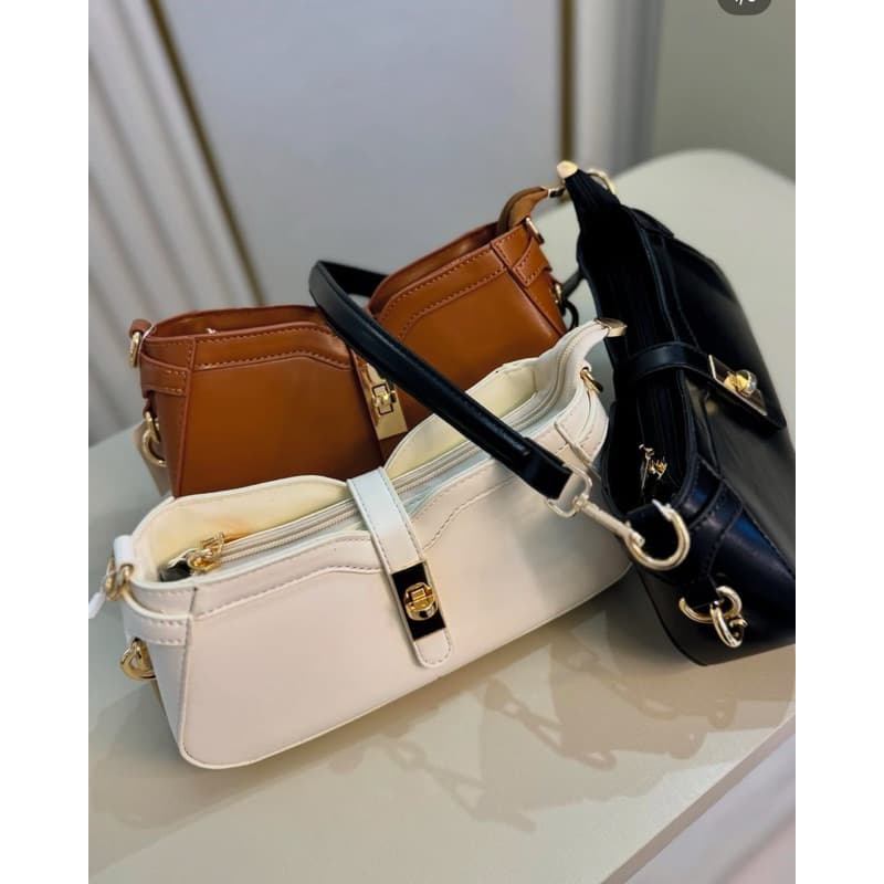 Bolsa Feminina Premium Transversal Baguete com 2 alca tem ziper