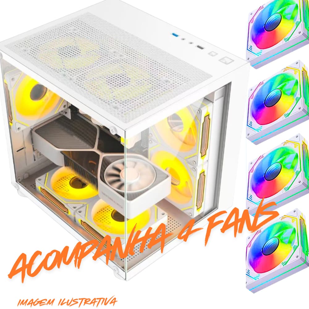 Gabinete Gamer Hayom GB1797 Aquario 4 Fans RGBs Trocam de Cor