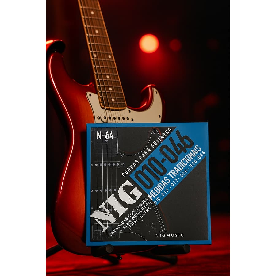 Encordoamento Para Guitarra .010 NIG N64 Cordas Para Guitarra Elétrica Calibre 010 Precisão e Timbre Profissional