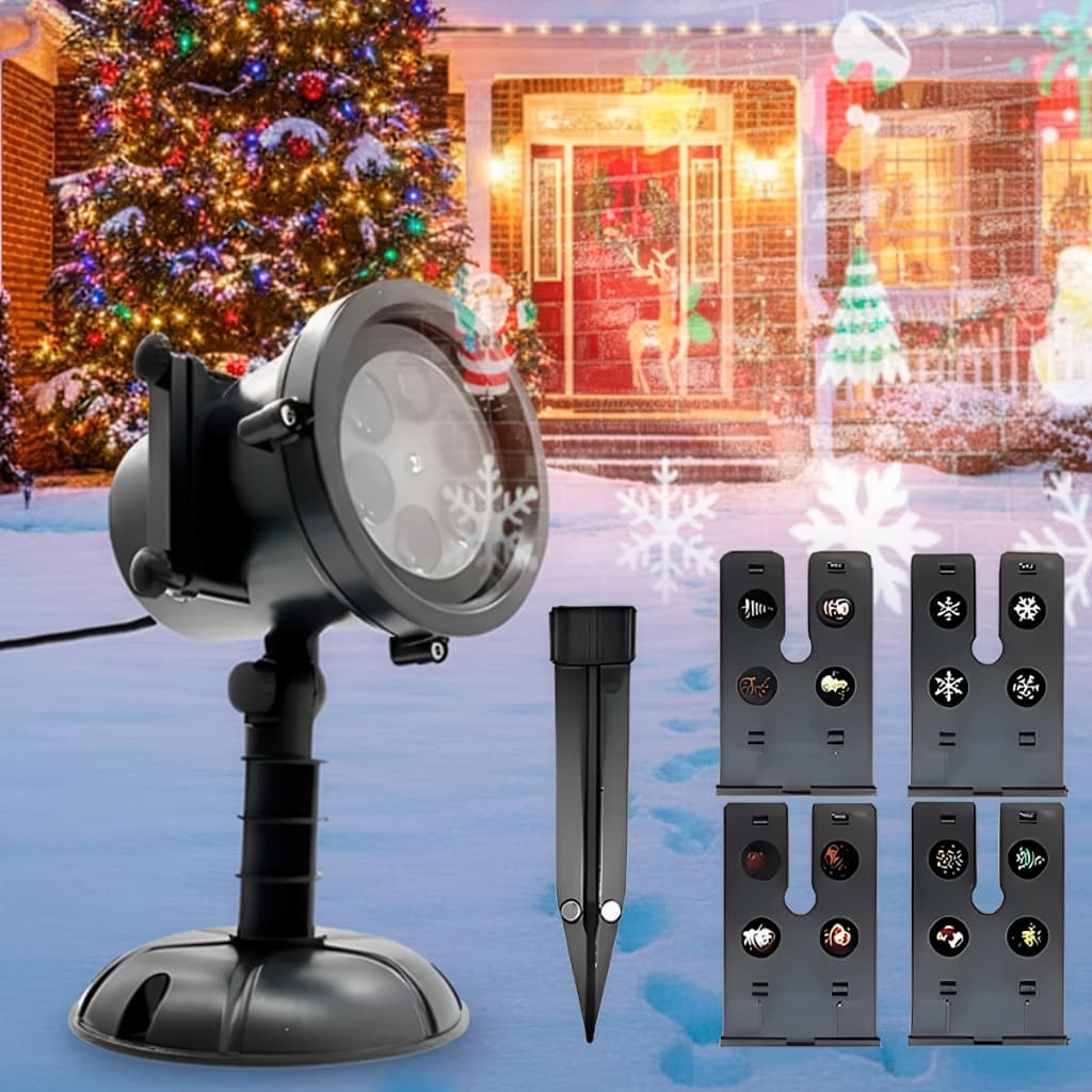 Projetor Refletor Natalino LED RGB 10W Espeto 16 Desenhos Coloridos Jardim