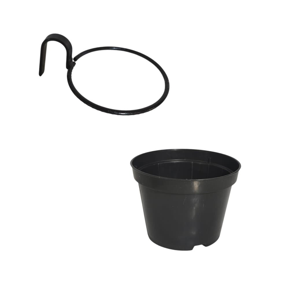 kit 15 Argola Para Vaso 9 cm Com 15 Vaso Plástico Para Grade Jardim Varanda Cerca