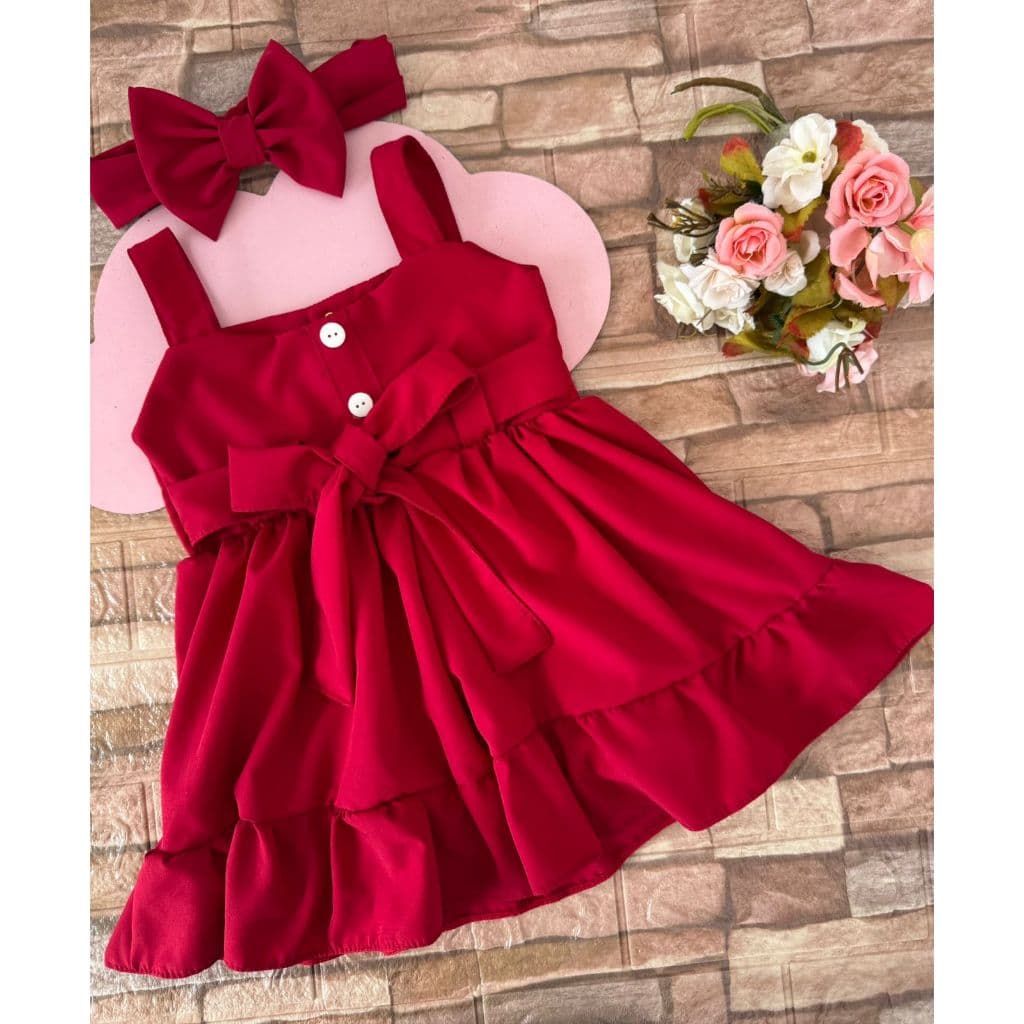 Vestido sophia Infantil criança festa casual Menina vermelho natal