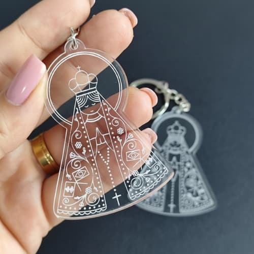 Kit Chaveiro Acrílico Religioso Chaveiros Nossa Senhora Aparecida Lembrancinha