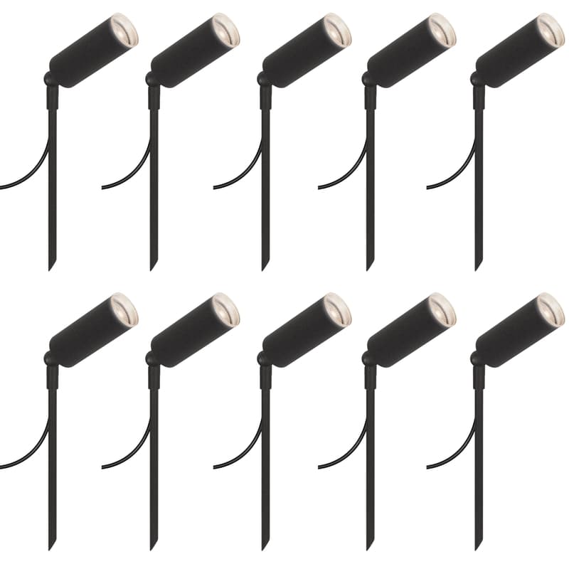 Kit Luminária Balizador Móvel Espeto Chão Jardim Preto 30cm