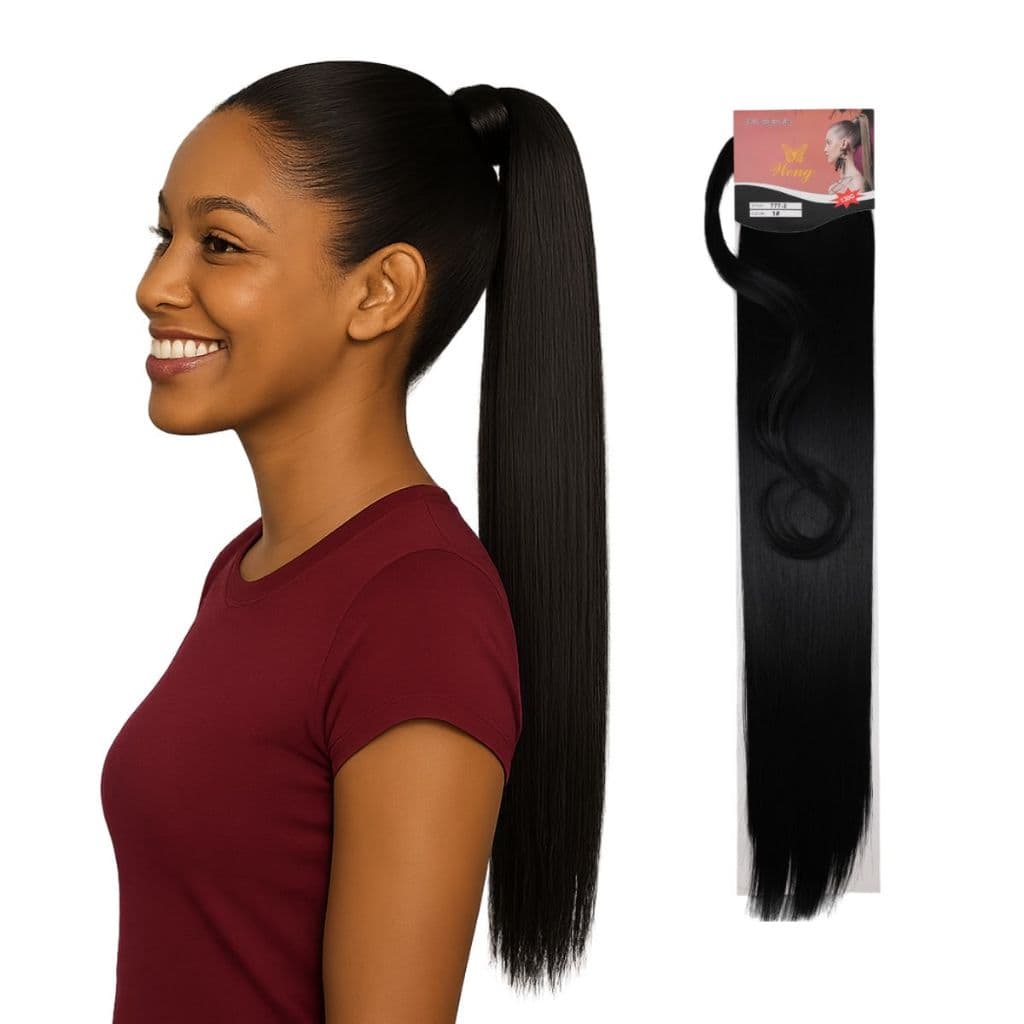 Rabo de Cavalo Liso Velcro 70cm Muito Fácil de Colocar