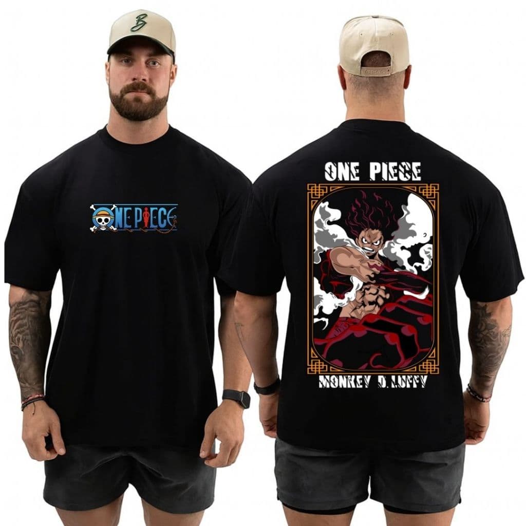 Camiseta Streetwear One Piece Luffy Gear Fourth Oversized Anime Blusão Para Academia Moda Fitness