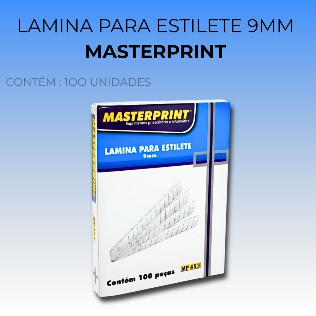 Lamina Para Estilete 9mm 100 Unidades MASTERPRINT MP453