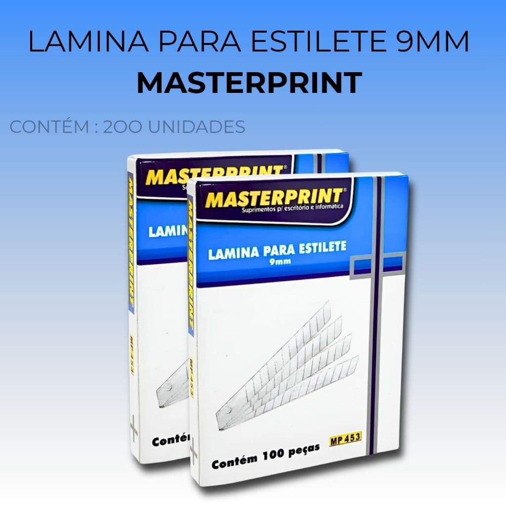 Lamina Para Estilete 9mm 200 Unidades MASTERPRINT MP453