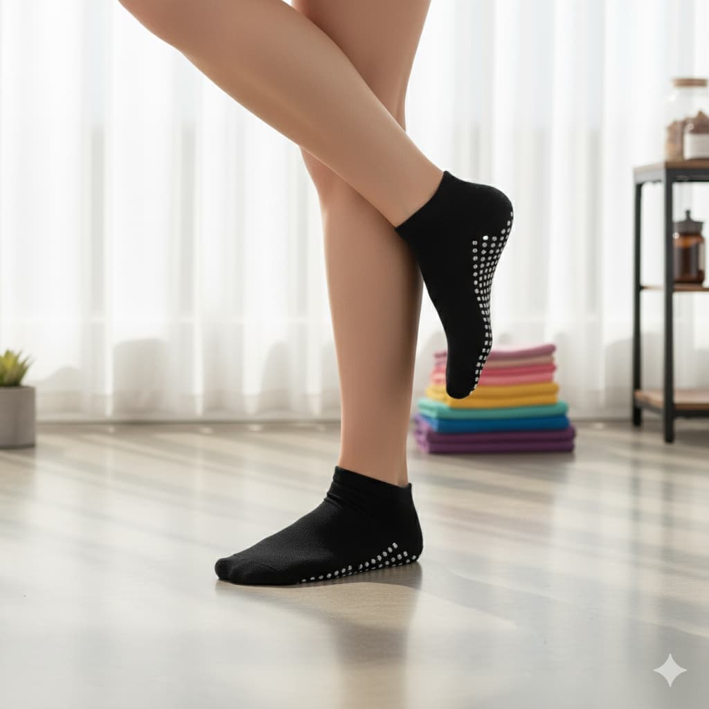 4 Pares Meia Antiderrapante Soquete Pilates Feminina Premium