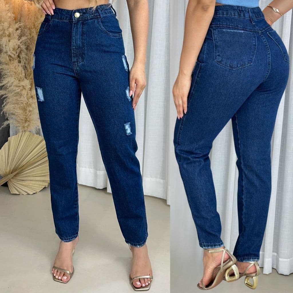 Calça Jeans Feminina Jeans Mom Cintura Alta Levanta Bumbum 100% Algodão Premium Cós Alto