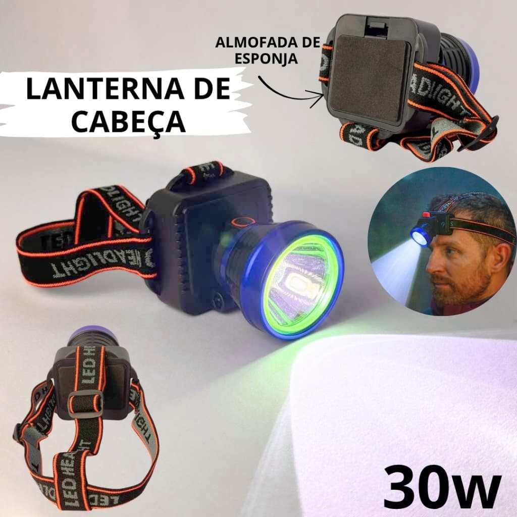 Lanterna de Cabeça 30w Led Corpo Motion Camping Torch Light Lamp Ajustavel em 90°