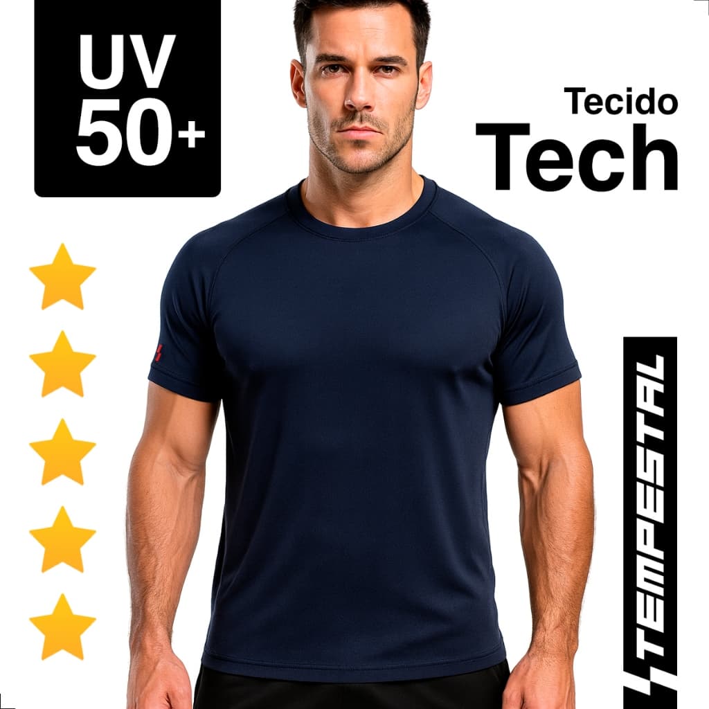 Camiseta Proteção Uv50+ Solar Dry Fit Manga Curta Tempestal Tech
