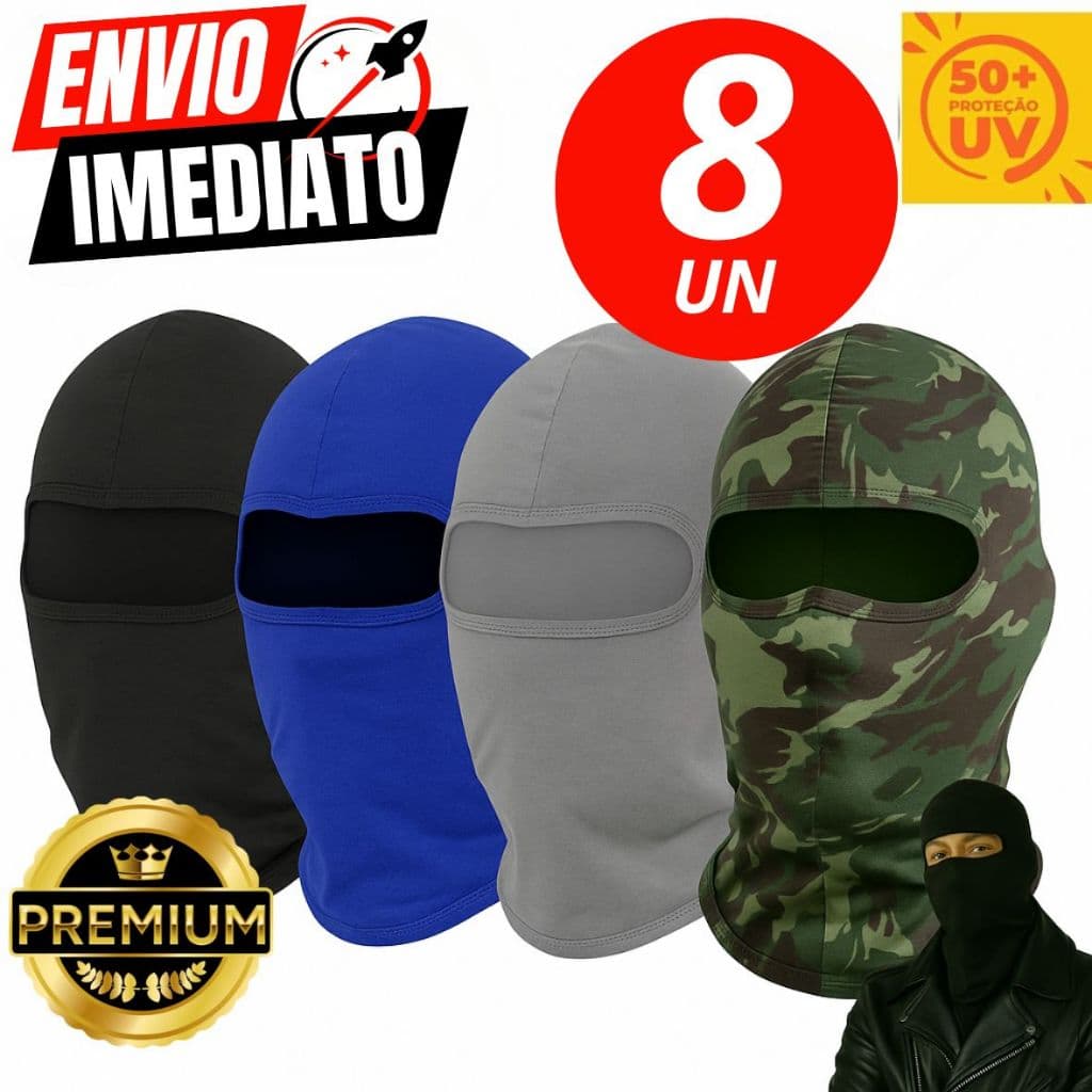 Kit Balaclava Touca Ninja Motoqueiro Militar Tática Máscara Térmica Moto Proteção Solar UV 50+