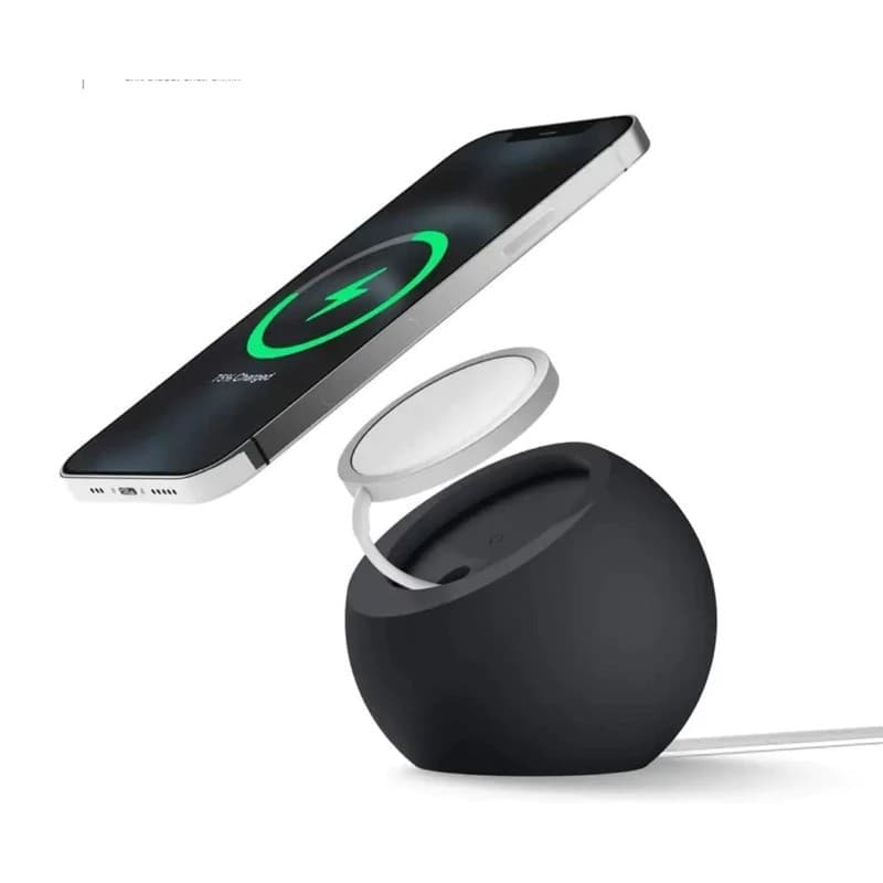 Suporte De Recarga Silicone Magnética Sem fio Indução iPhone 12 13 14 15 16 17 Pro Max 2 Em 1 Magsaf Bolinha