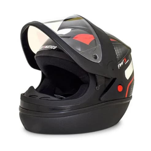 Capacete Automatico Preto com Vermelho Modelo San marino fw3