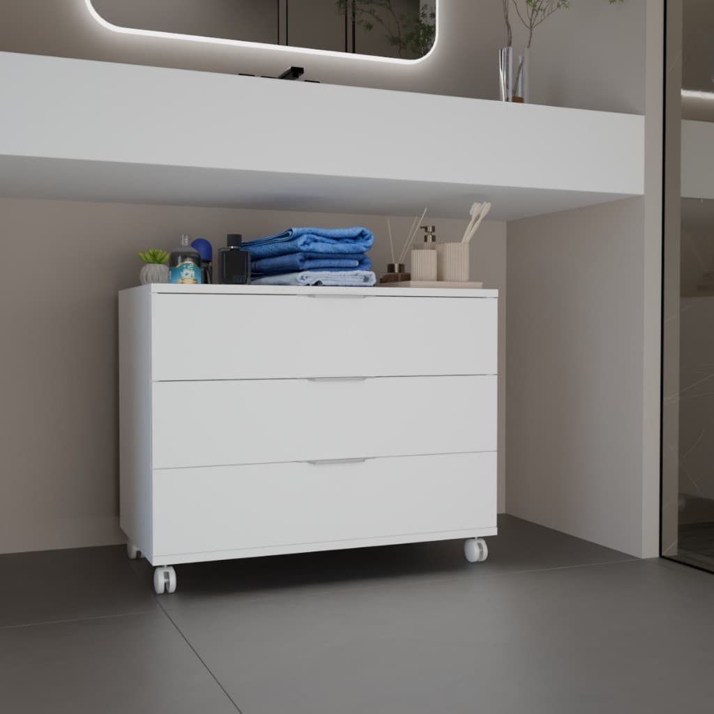Gabinete 3 Gavetas Com Rodizio Para Banheiro Escritório Mesa Cabeceira Home Office