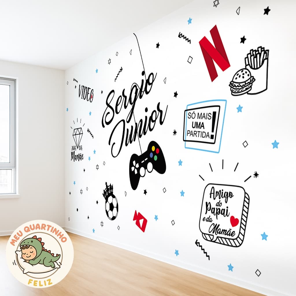 Papel de Parede da Netflix Nerd Geek gamer Quarto Gamer PAREDE TODA