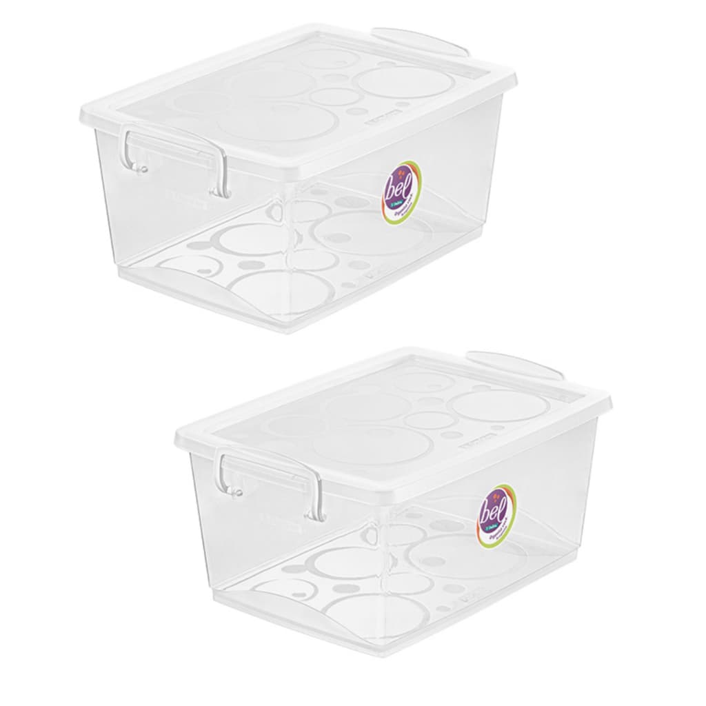 Kit 2 Caixas Organizadoras com Travas e Alças Laterais 4L Bel Ordene Casa Closet