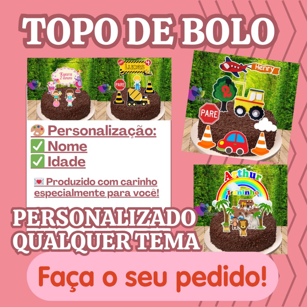 Topo de bolo personalizado Fazemos todos os temas