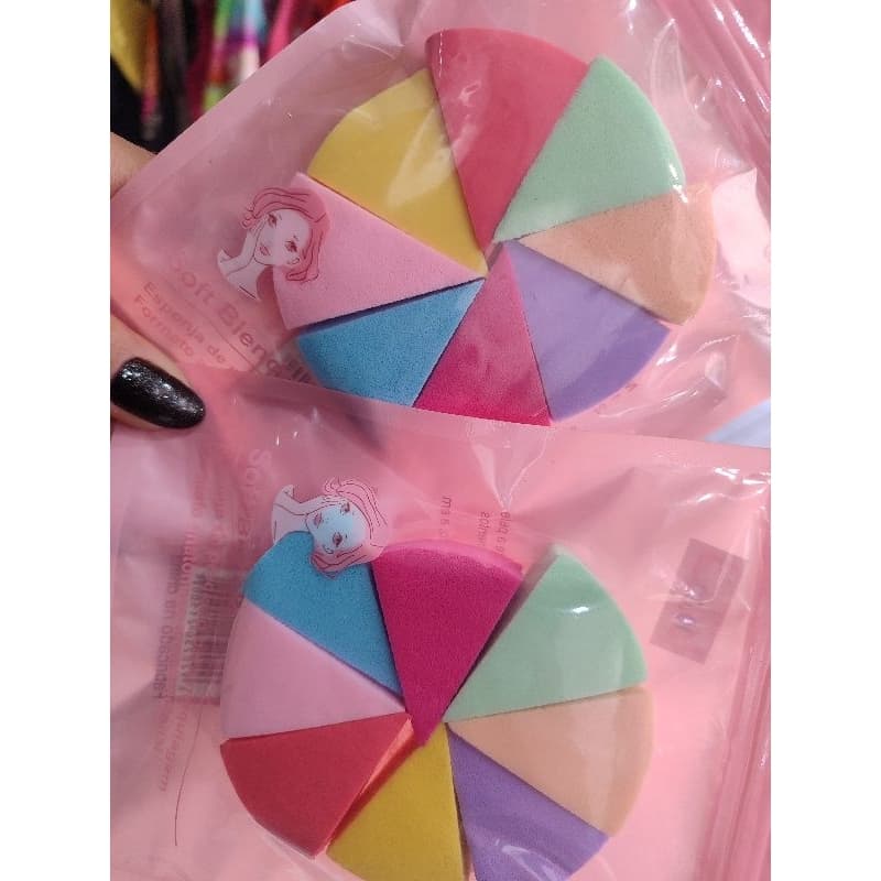 Kit com 8 Esponjas Triangulares Pacote de Esponjas para Maquiagem