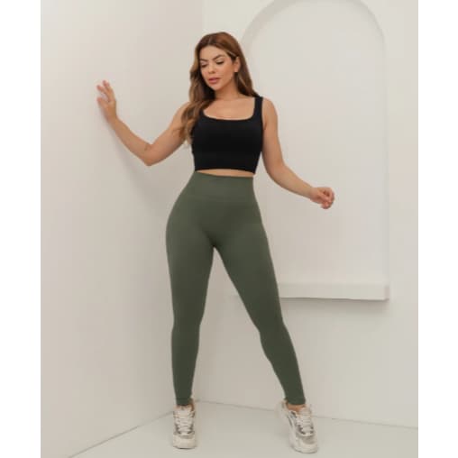 Calça Feminina Legging Esportiva Canelada Poliamida Academia Elástica Fitness