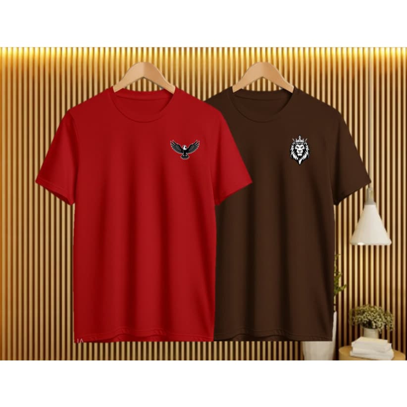 Kit 2 Camisas Estampadas Leão e Águia 100 Algodão T-shirt Masculina e Feminina 100% Algodão Premium
