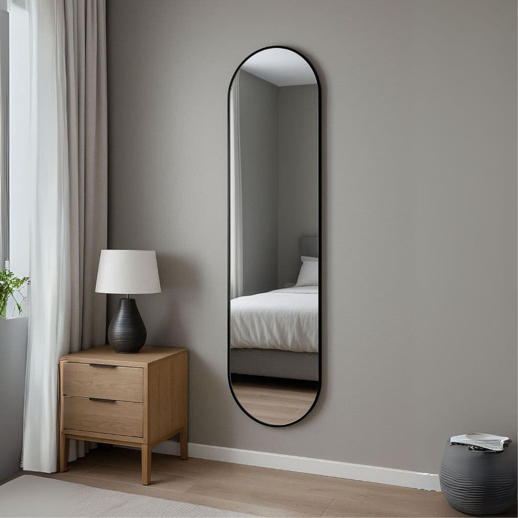 Espelho Decorativo  Corpo Inteiro Organico Oval Capsula 110x50cm Parede Quarto Sala Banheiro