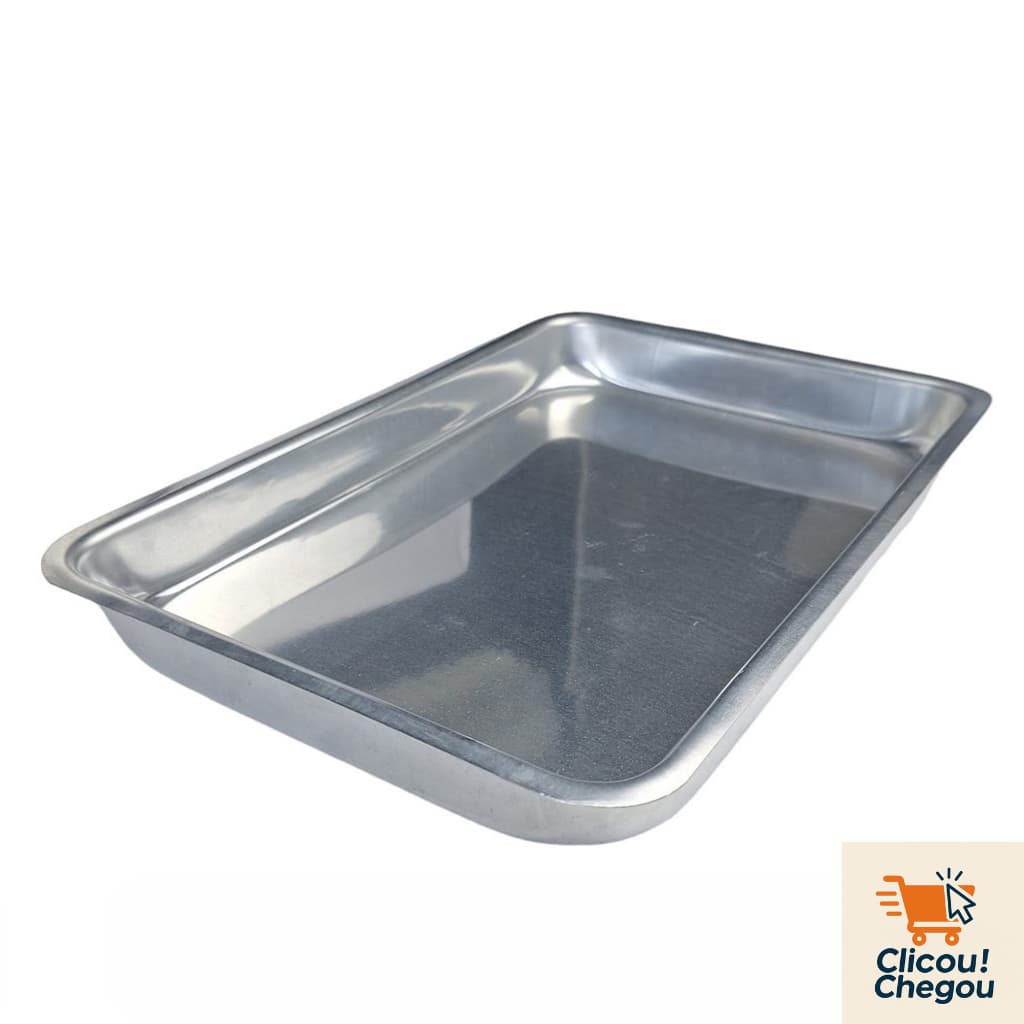 Assadeira Forma Retangular Baixa em Alumínio Resistente Tamanho Nº02  ( 32C X 22L X 3,5A)