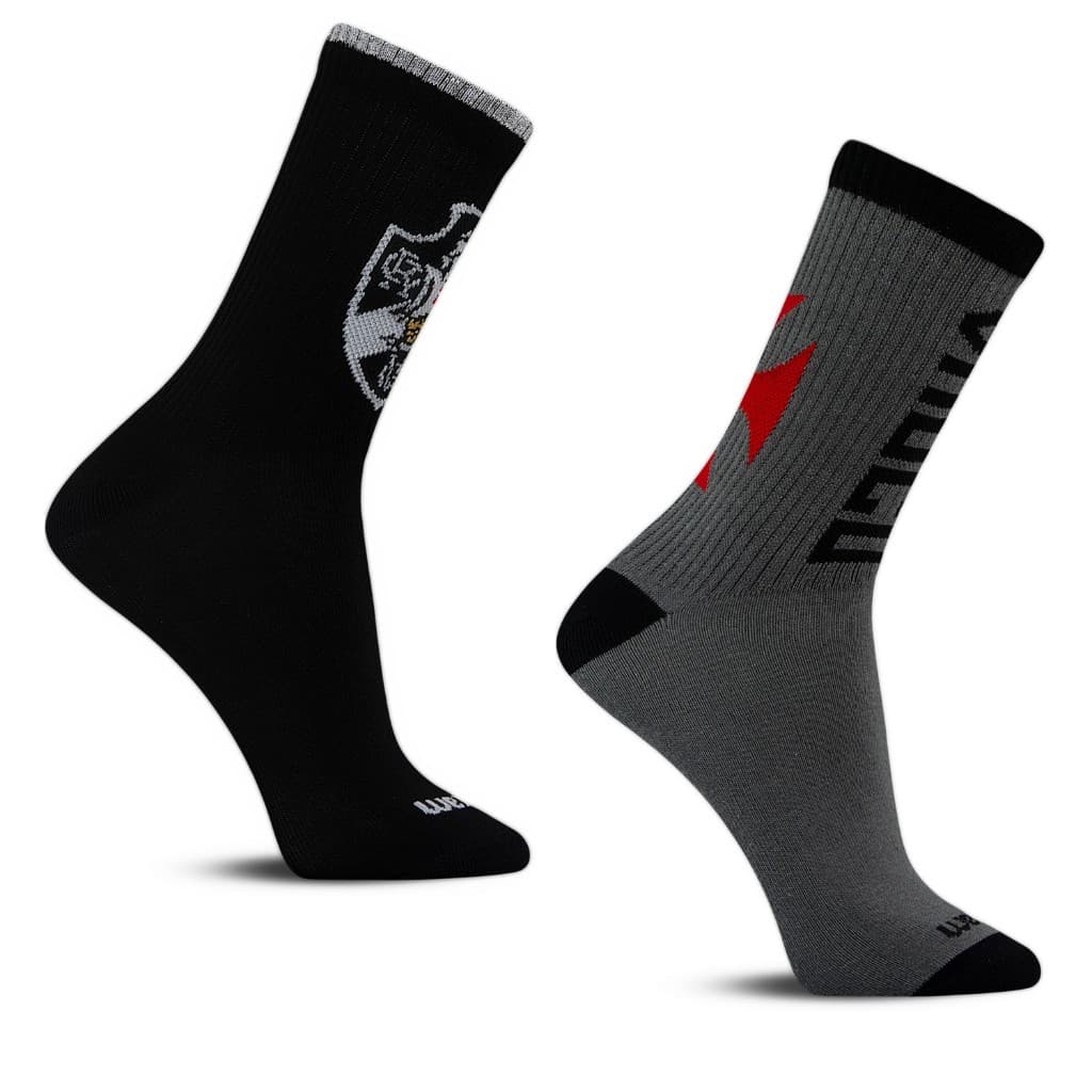 Kit 2 Pares Meia Esportiva Running Bike GYM Clube Futebol Vasco da Gama