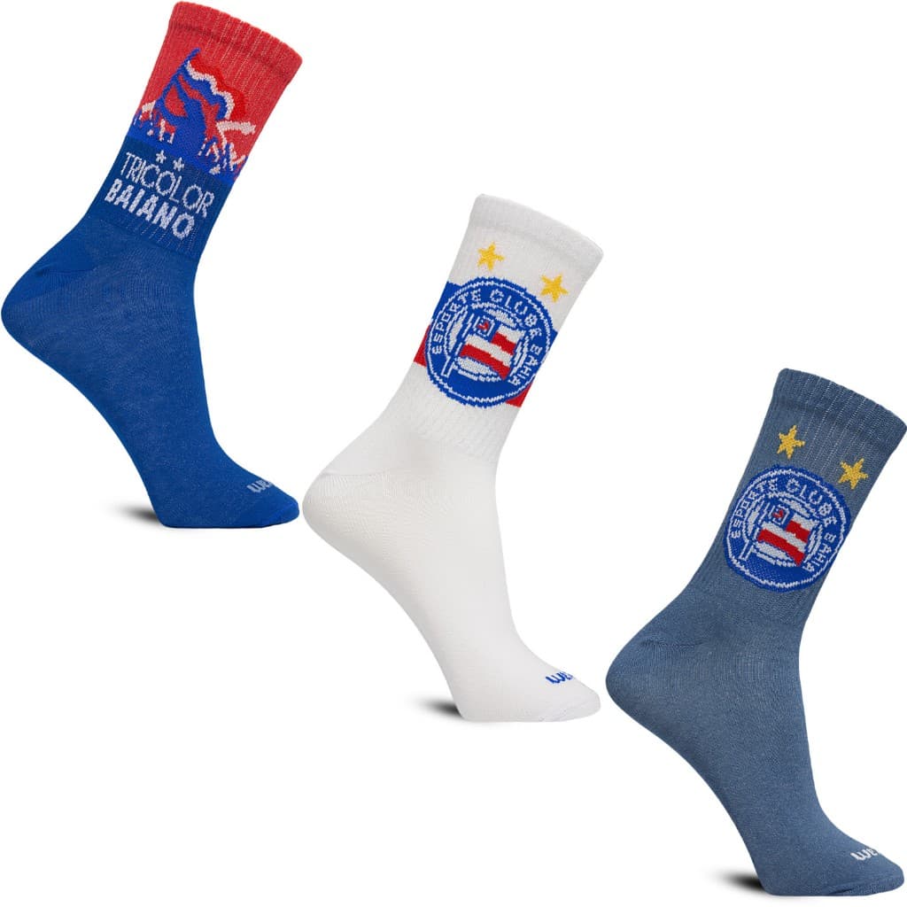 Kit 3 Pares Meia Esportiva Masculina Running Futebol Bahia