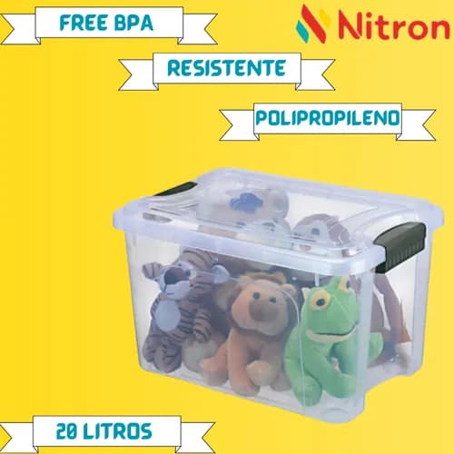 Nitronbox Multiuso 20 Litros Nitron Cor Transparente