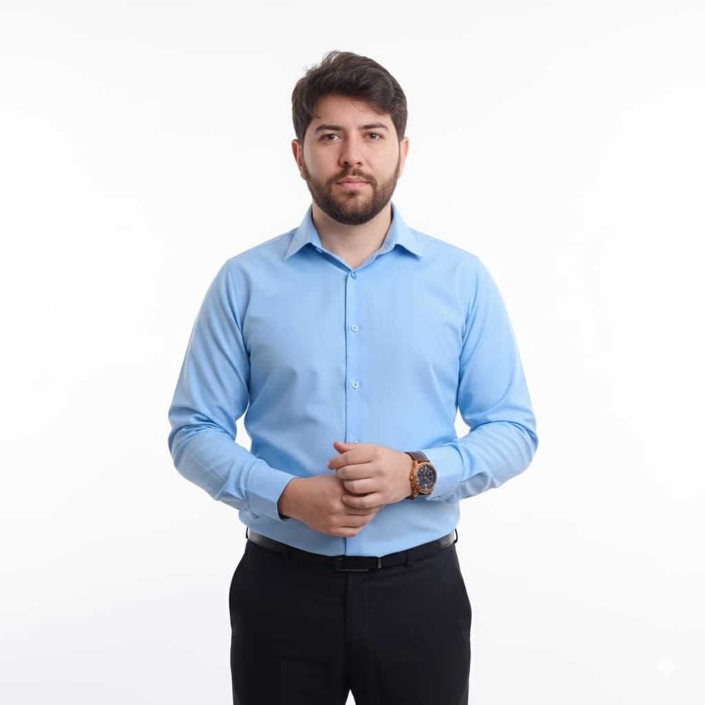 Camisa Social Azul Claro De Manga Longa De Algodão e Poliéster Premium Passa Facil
