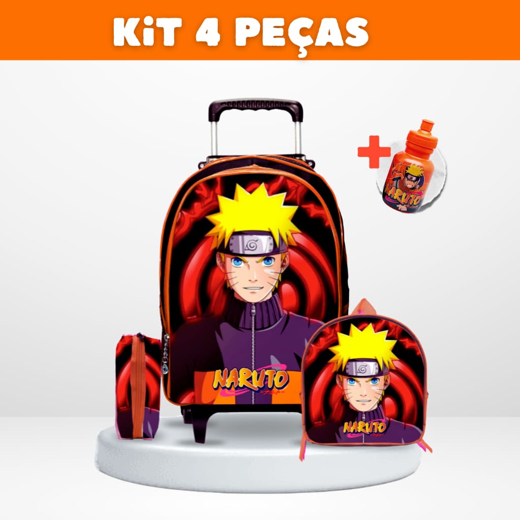 Kit Mochila Escolar Naruto + Lancheira + Estojo