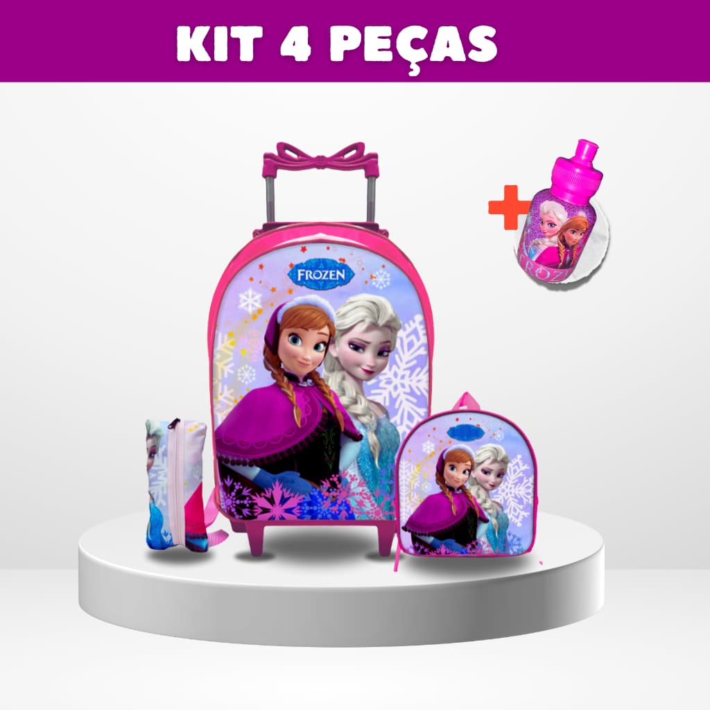 Kit Mochila Escolar Frozen + Lancheira + Estojo