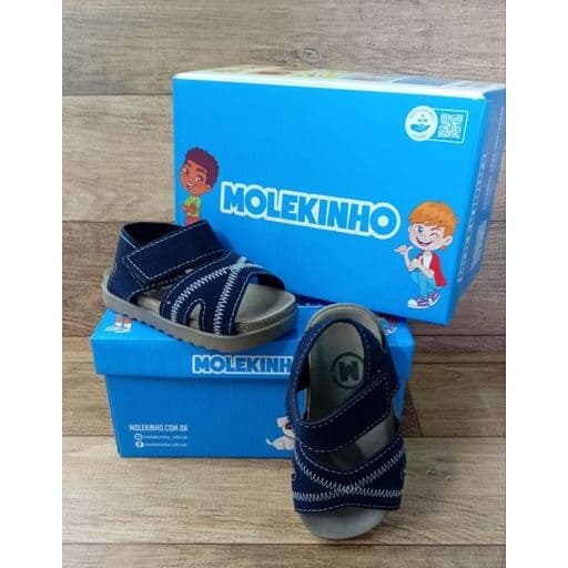 sandalia papete molekinho cruzada velcro marinho infantil