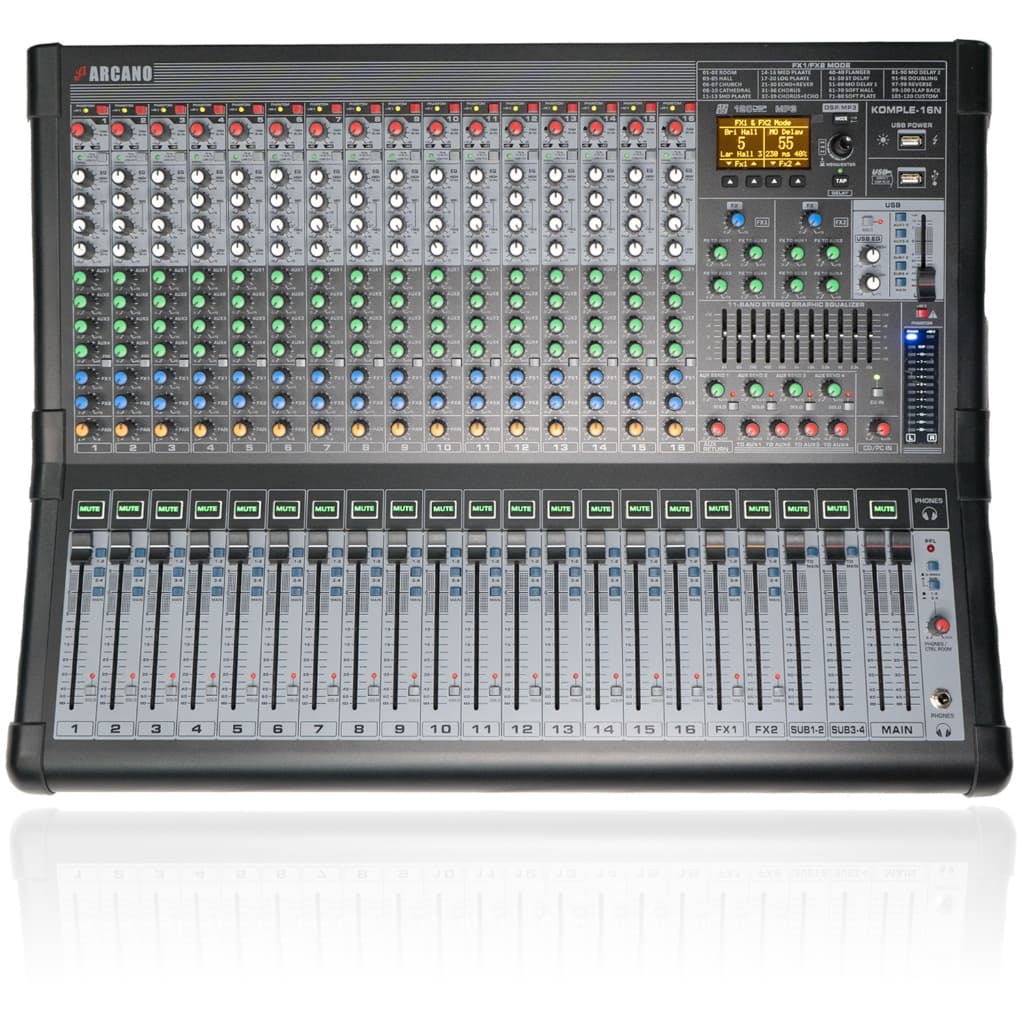 Mesa de som e interface USB Arcano KOMPLE-16N duplo efeito REC USB EQ