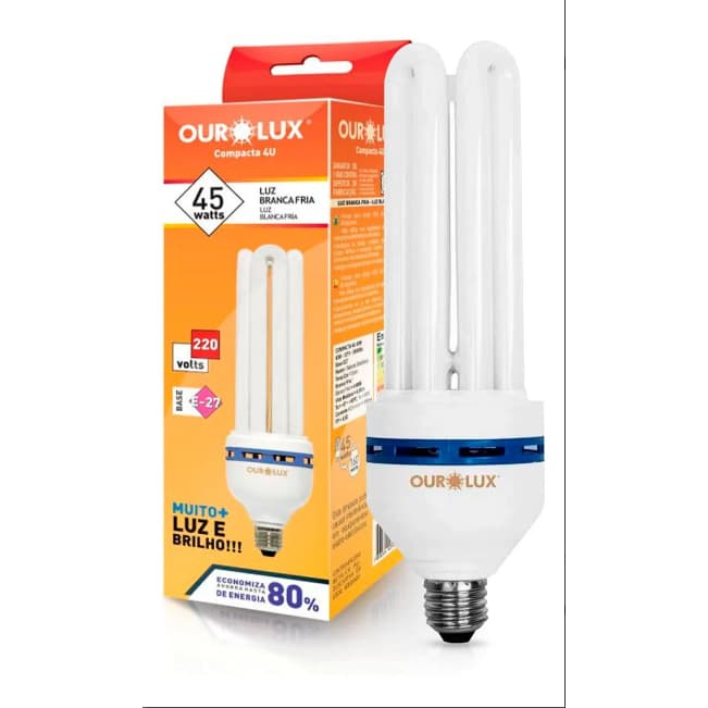 Lâmpada fluorescente 45w 4u Branco frio 6400k Ourolux e-27 220v