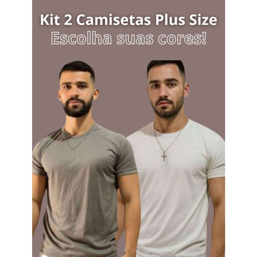 Kit 2 Camisetas Plus Size Masculino Dry Fit Casual para Academia Corrida Treino Esportes Exercícios