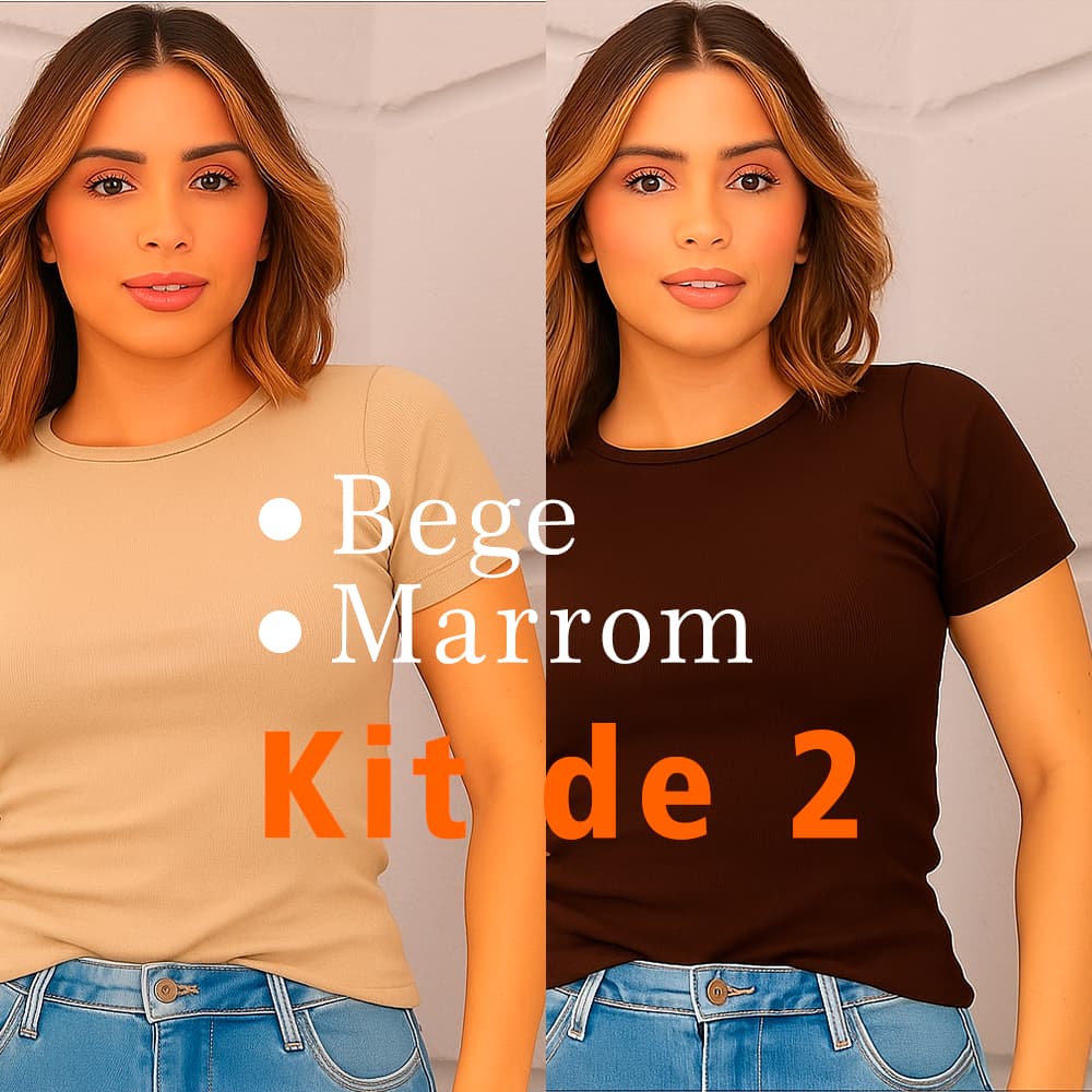 Kit 2 Blusas Ribana Casual Feminina moda Moderna tendência Algodão