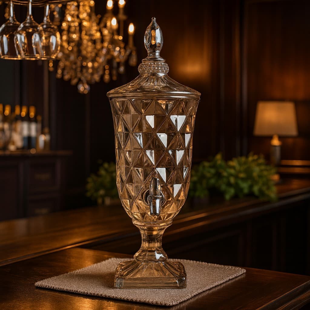 Suqueira de Vidro Âmbar Fumê Furtacor com Torneira – Dispenser para Drinks, Sucos e Água Saborizada