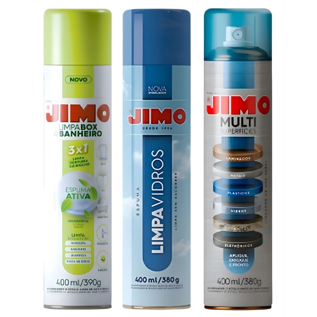 Kit Jimo Limpa Vidros + Limpa Box + Multisuperfícies 400ml