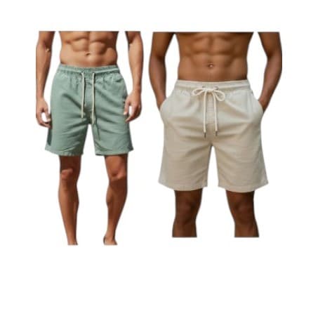 Short Masculino de Linho Mauricinho Casual Verão Premium