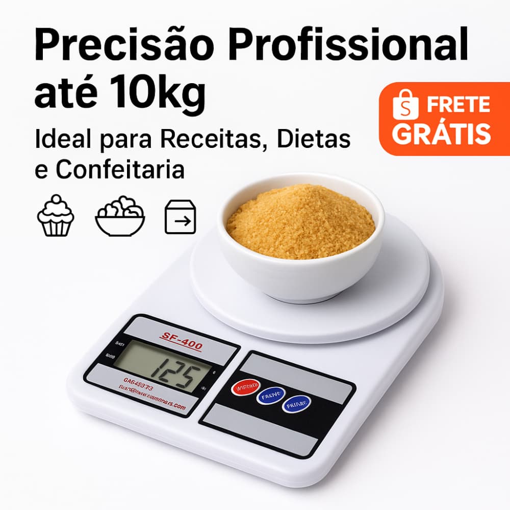 Balança Digital de Cozinha  10kg Precisão Alta Ideal para Receitas, Dietas e Pesagem de Alimentos