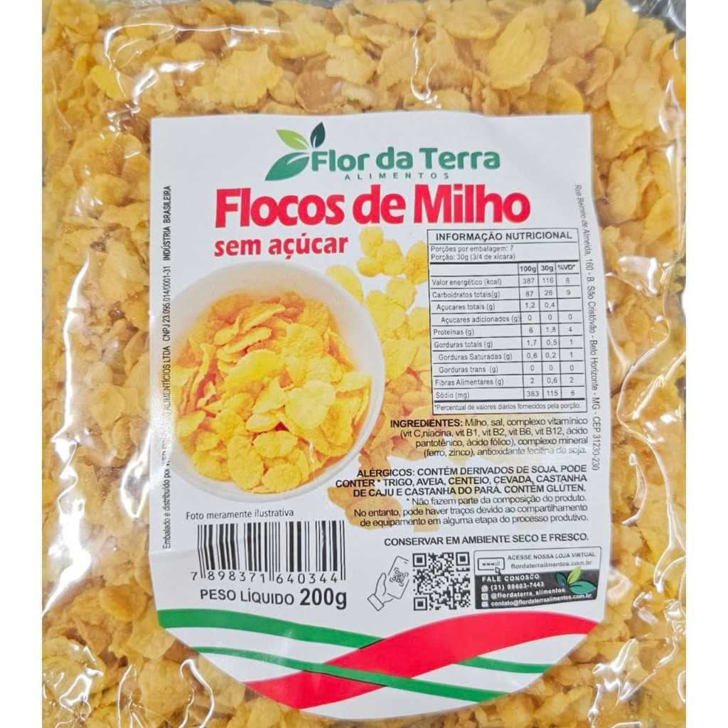 FLOCOS DE MILHO SEM AÇUCAR 200G - FLOR DA TERRA