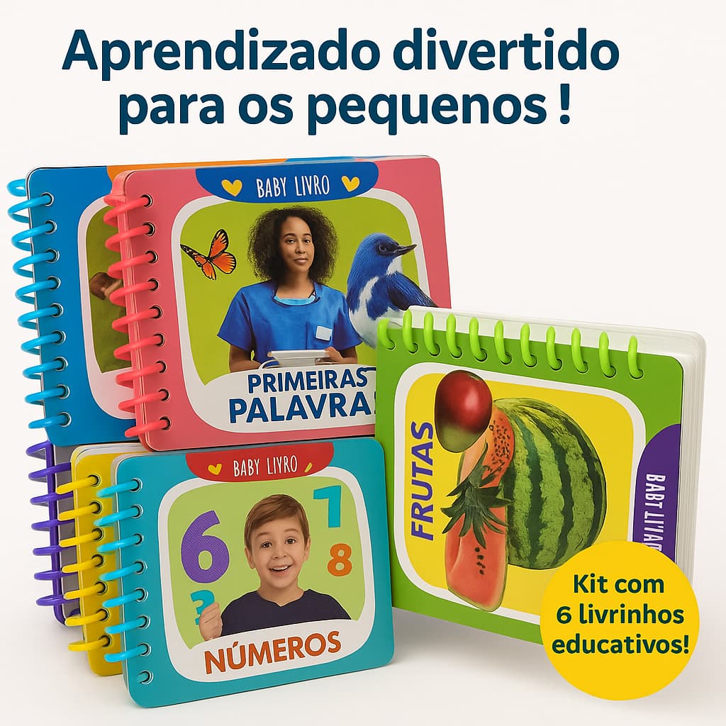 Coleção Baby Livro Infantil 4 Títulos – Primeiras Palavras, Números, Frutas  – Educativo +2 Anos