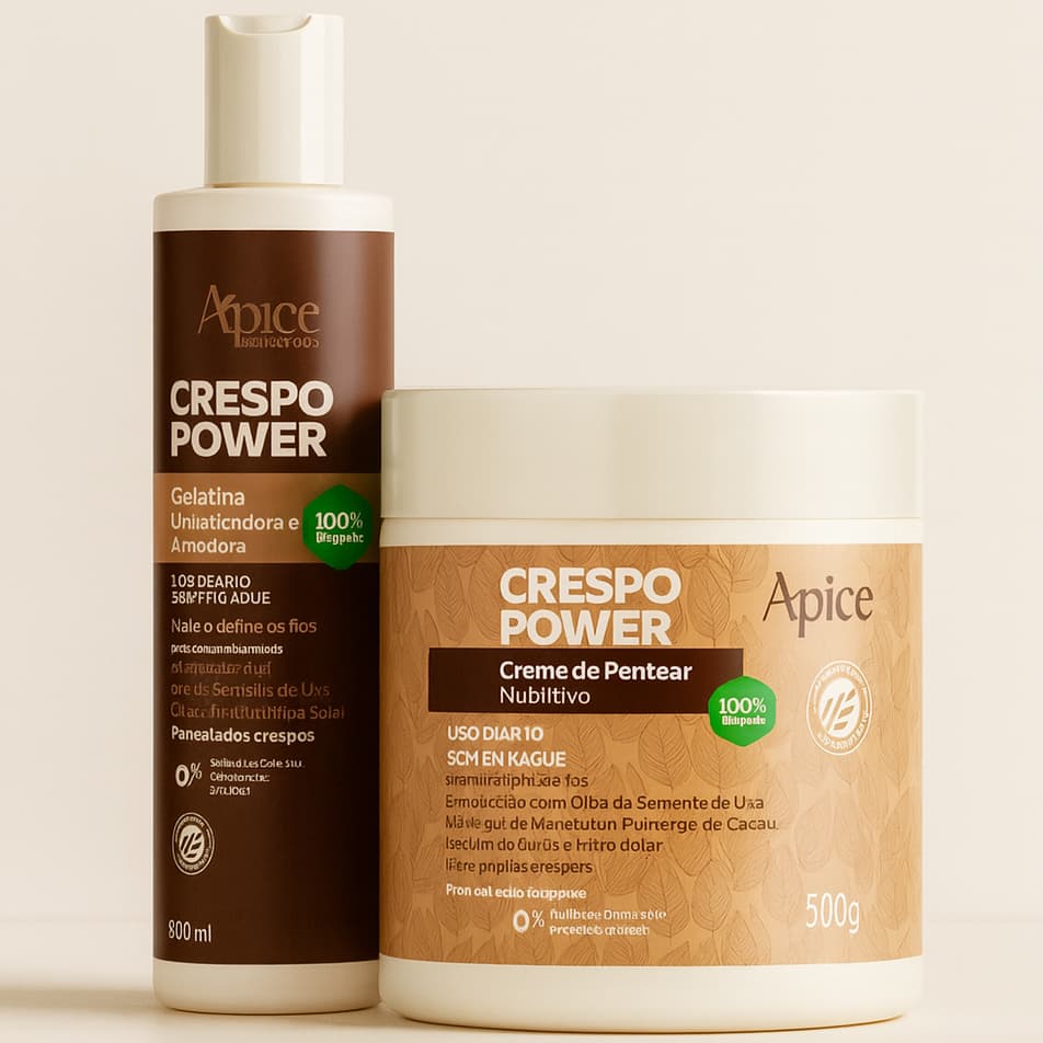 KIT Apse Crespo Power - Gelatina Umidificadora 300ml + Creme de Pentear Nutritivo 500g Apice
