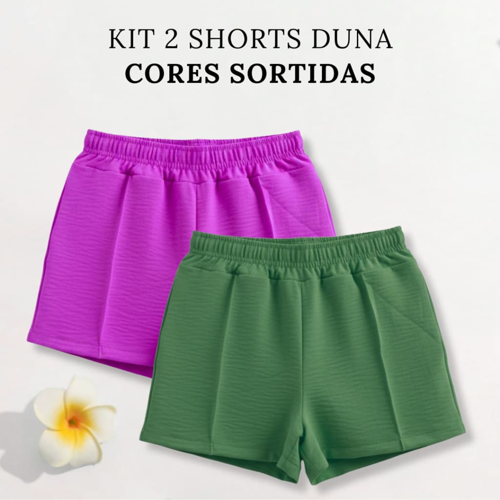 Kit 2 Shorts Juvenil para Meninas em Tecido Duna - Elástico na Cintura e Tecido Leve e Confortável - Primavera/Verão