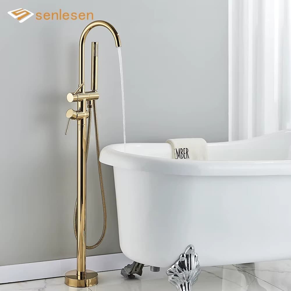 Torneira Banheira Luxo Rozin Polished Golden Monocomando – Envio Rápido