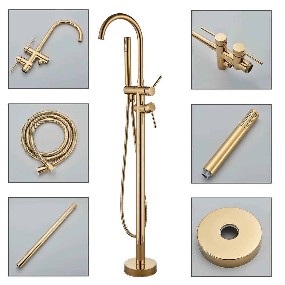Torneira Rozin Golden de Piso para Banheira – Acabamento Premium – Envio 24h