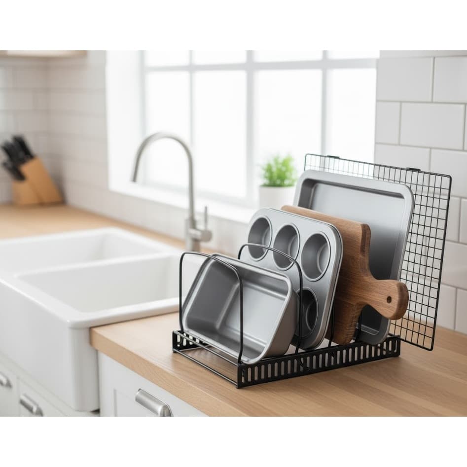 Organizador de Panela Tampa Louça Travessa Suporte Ajustável Multifuncional Utensílio Cozinha